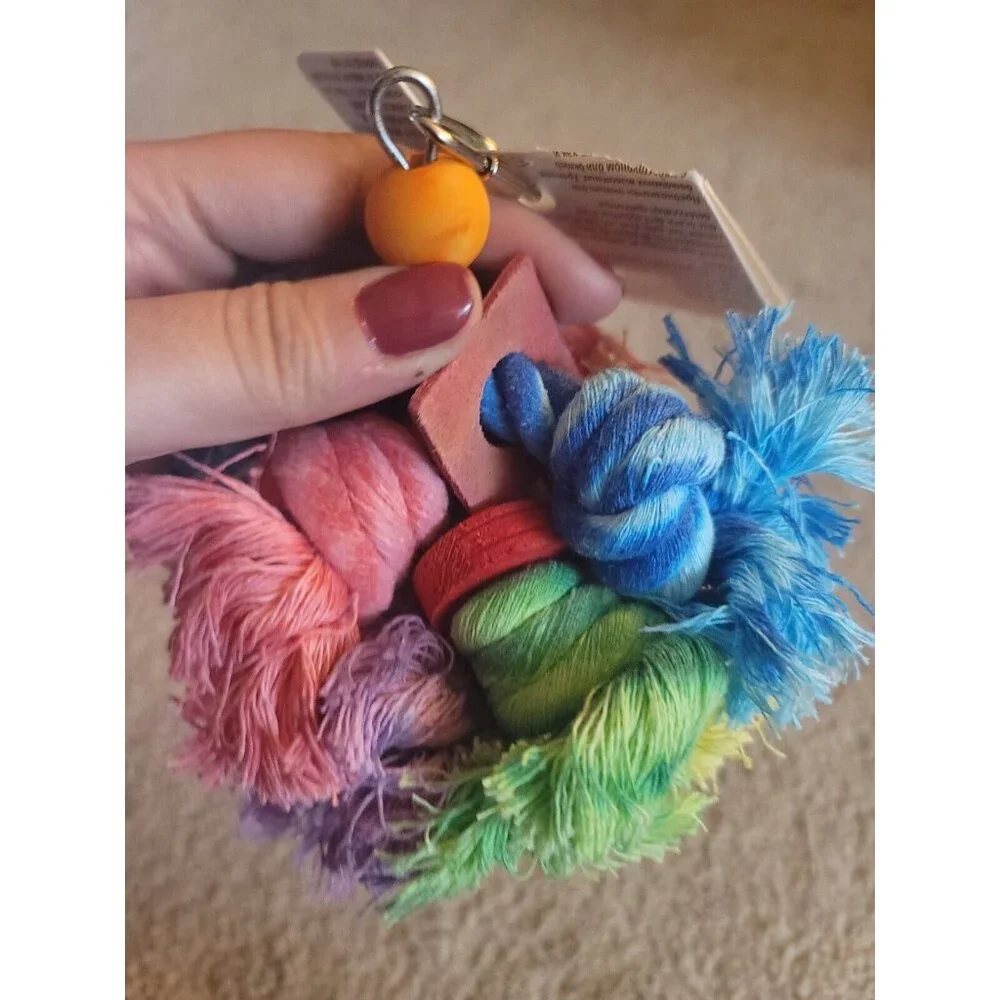 bird kabob Toy. New With Tags. Rope, Wooden Beads